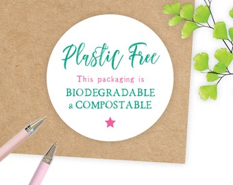 Eco Friendly Plastic Free Stickers / Biodegradable Labels / Environmental / Greeting Cards Eco Packaging / Business Stationery