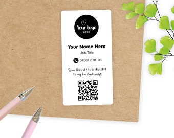 Eco Friendly Custom QR Code Labels / Branded Business Stickers / Logo and Contact Details / Business Stationery