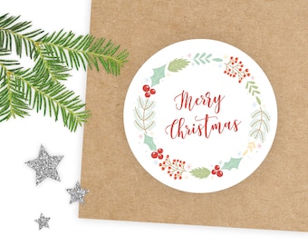 Eco Friendly Christmas Stickers / Festive Labels / Xmas Envelopes Seals