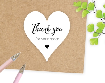 Eco Friendly Heart Shaped Thank You For Your Order Stickers / Business Labels / Envelopes Seals