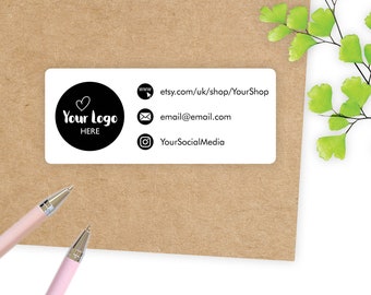 Eco Friendly Logo Stickers, Custom Social Media Contact Labels