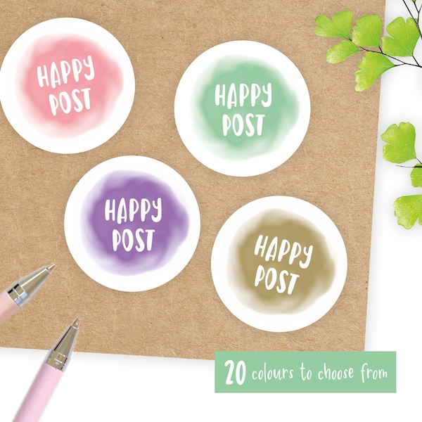 Eco Friendly Happy Post Stickers / Happy Mail labels / Thank you Stickers for Envelopes / Business Stationery