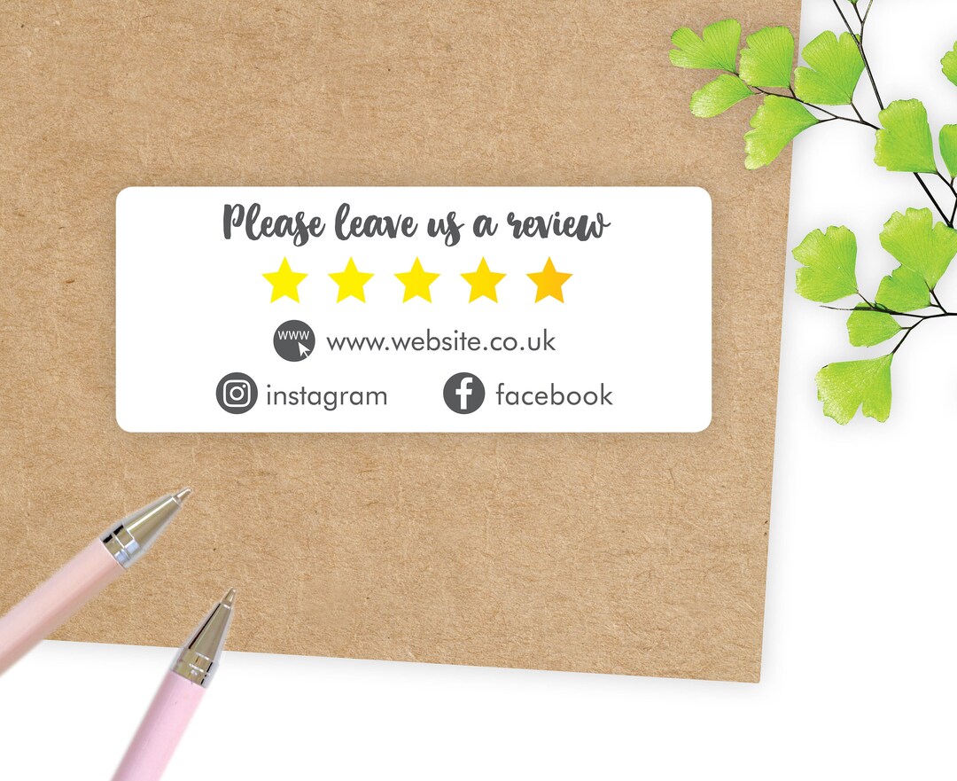 Reviewed Sticker Eco Friendly Review Stickers / Feedback Stickers / 5 Star / Business ...