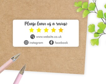 Eco Friendly Review Stickers / Feedback Stickers / 5 Star / Business Stationery