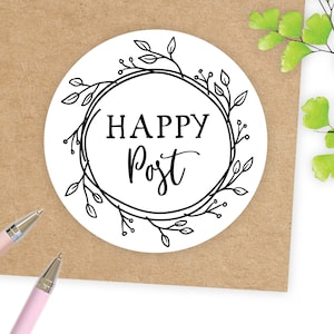 Eco Friendly Happy Post Stickers / Happy Mail labels / Thank you Stickers for Envelopes / Business Stationery