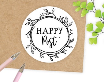 Eco Friendly Happy Post Stickers / Happy Mail labels / Thank you Stickers for Envelopes / Business Stationery
