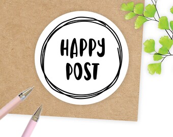 Eco Friendly Happy Post Stickers / Happy Mail labels / Thank you Stickers for Envelopes / Business Stationery