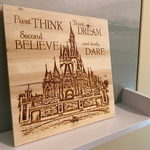 Beautifully laser etched castle with iconic quote.