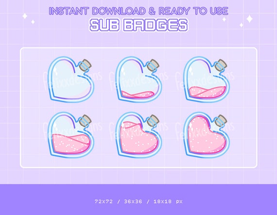 Custom Sub Badge Set Cute Bit Badges Twitch Emote Design 