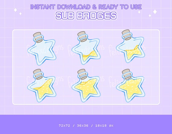 Custom Sub Badge Set Cute Bit Badges Twitch Emote Design 