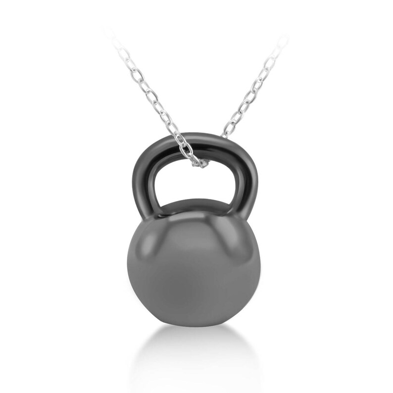 Meaningful Jewelry Unique Pendant for Fathers Day Strong is Beautiful Motivational Presents Sterling Silver Grand Kettlebell Necklace