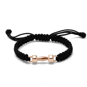 Rose Gold Dumbbell Bracelet – Fitness Jewelry for Gym Enthusiasts, Stylish Workout Accessory, Motivational Gift for Her, Unisex Gym Jewelry