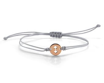 Sterling Silver Dumbbell Charm Bracelet | Grey Rope Minimalist Strength Jewelry