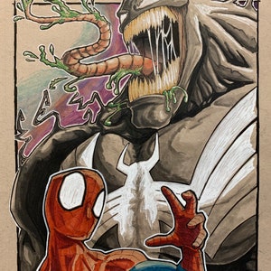 Spider-Man and Venom Original Art Print