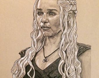 Spel van tronen Daenarys moeder van originele kunstwerken van het portret van draken