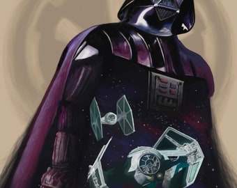 Star Wars Darth Vader och TIE Fighters Originalkonsttryck