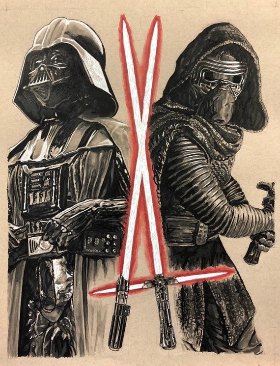 residentie waarheid Overtuiging Star Wars Darth Vader and Kylo Ren Original Artwork - Etsy