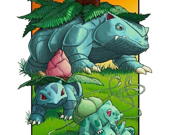 Bulbasaur Evolution Original Art Print
