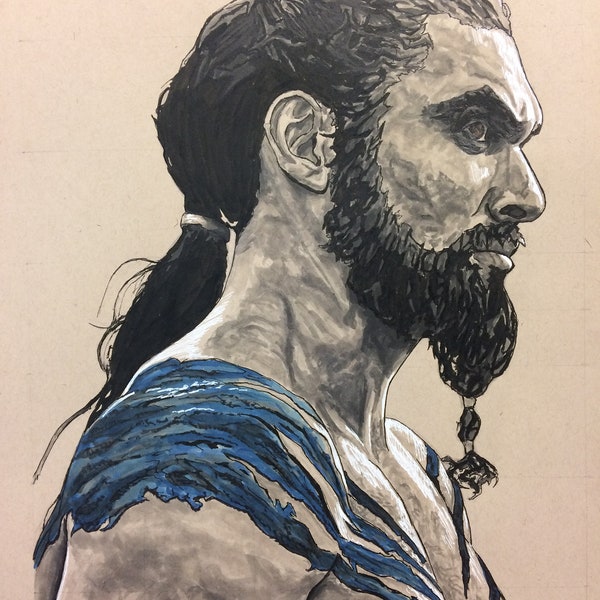 Game of Thrones Khal Drogo Original Portrait Artwork