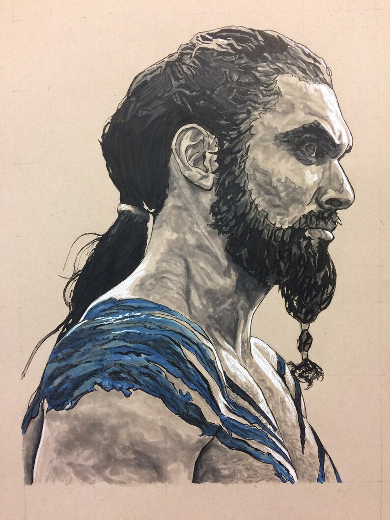 Game of Thrones Khal Drogo Original Portrait Artwork image 1