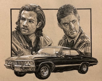 Supernatural Sam and Dean Winchester Portrait Original Art Print