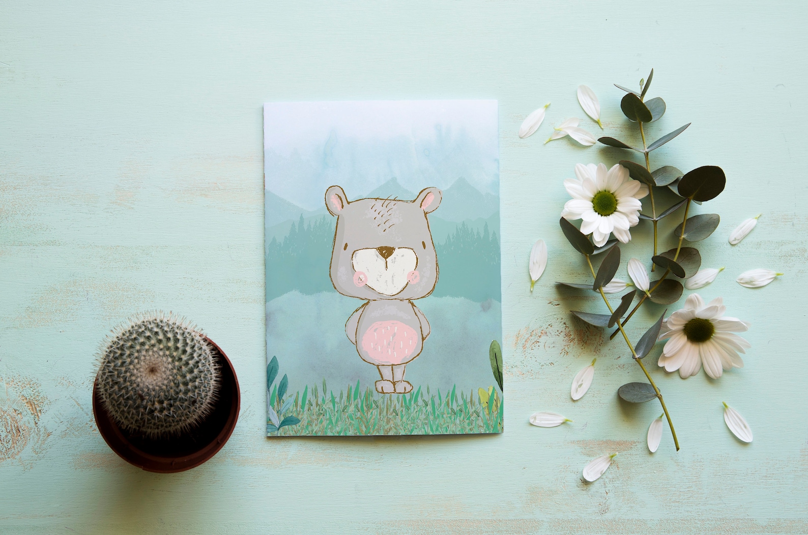 Woodland Bear Print Bear Printable Cute Bear Print Digital - Etsy