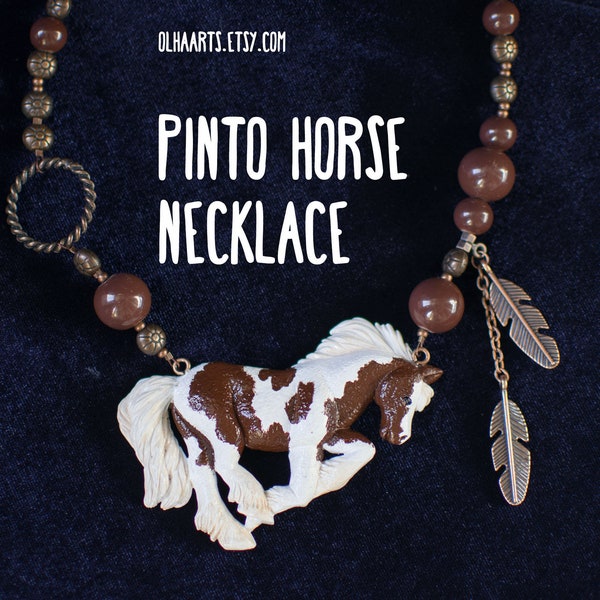 Indian Pinto Horse, Asymmetric Tribal Necklace