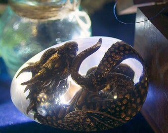 Gold Dragon Egg, VIP Gift Set: Baby Dragon in a Transparent Egg, Bronze Dragon, Wyvern Embryo, Will made to ORDER