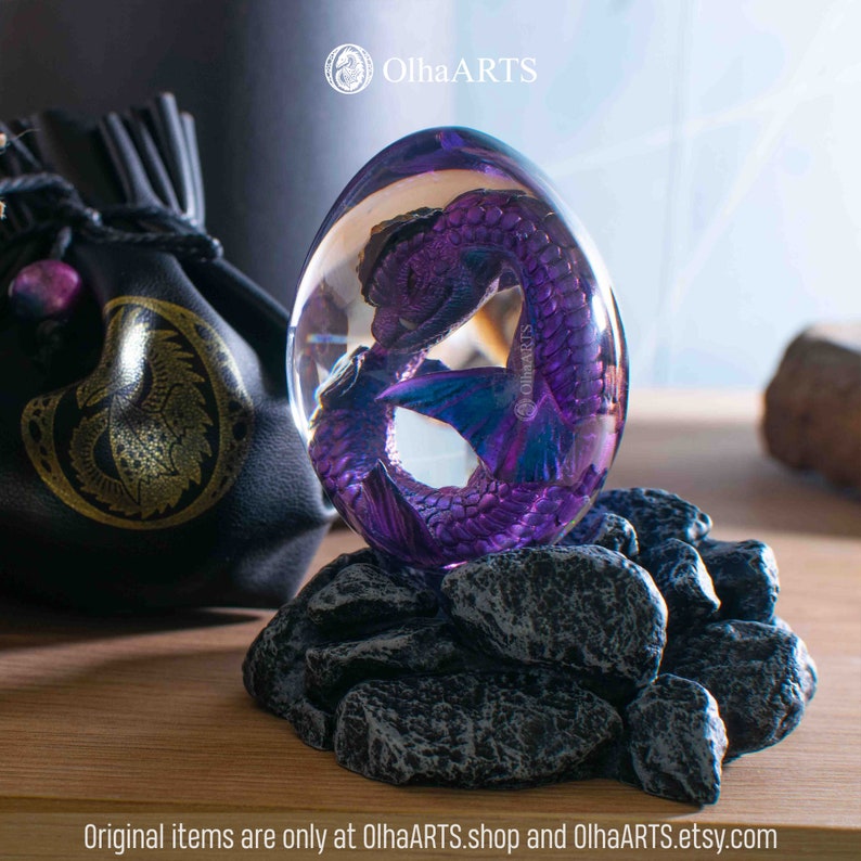 Water Dragon Egg, VIP Gift Set With Purple Baby Dragon in a Transparent ...
