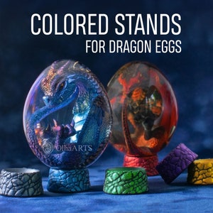 Pequeños soportes para huevos de dragón o huevos de Pascua. Soportes multicolores para bolas de cristal o mágicas. 6 colores y 3 tamaños