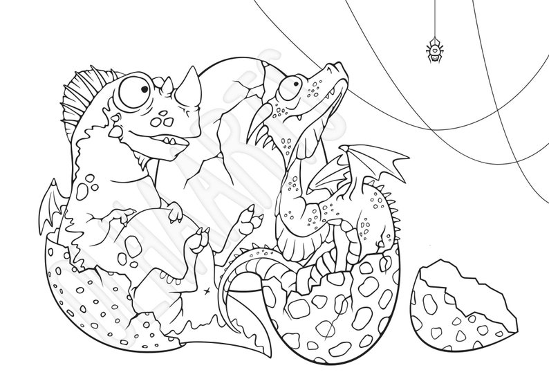 2 Dragons Printable Coloring Pages for Kids and Adults. Etsy
