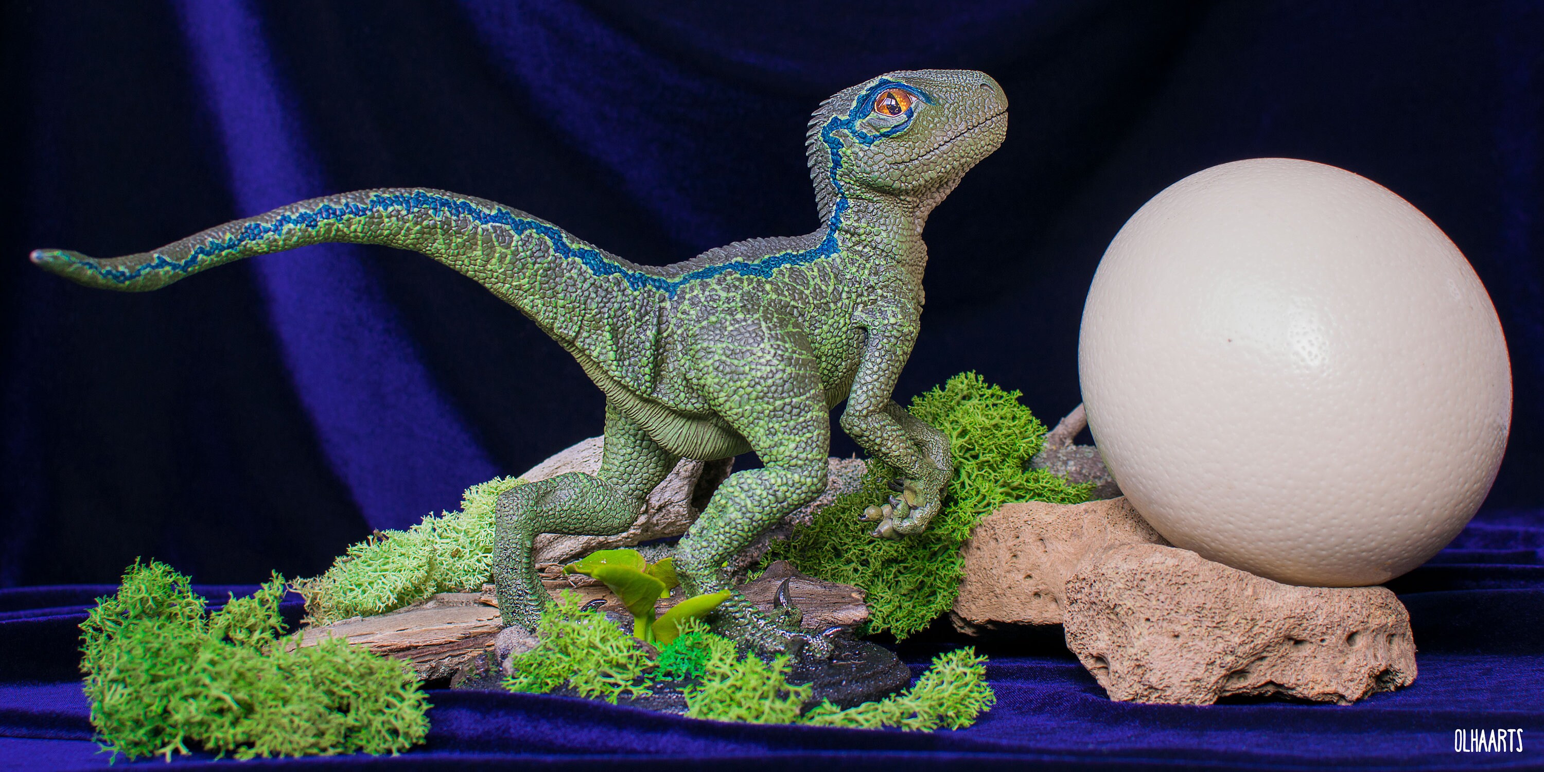 Velociraptor Figure Dinosaur Blue Sculpture Baby Raptor | Etsy
