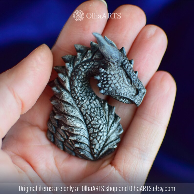 Stone Dragon Head, Fantasy Pendant, Magnet, Lapel Pin or Brooch image 2