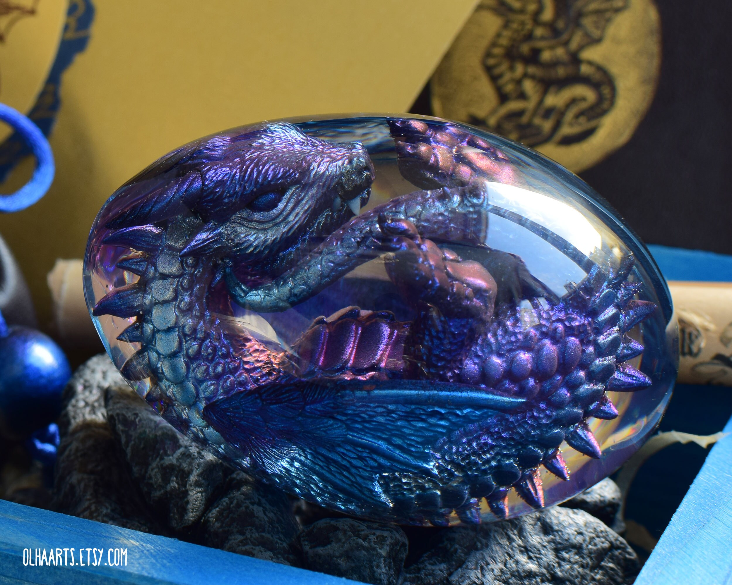 Dragon S Transparent Egg Baby Spiral Horned Dragon Blue Etsy