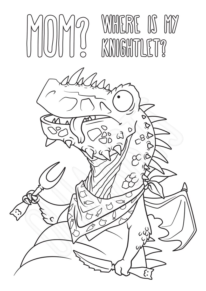 Eating Dragon Printable Coloring Page for Kids and Adults. - Etsy