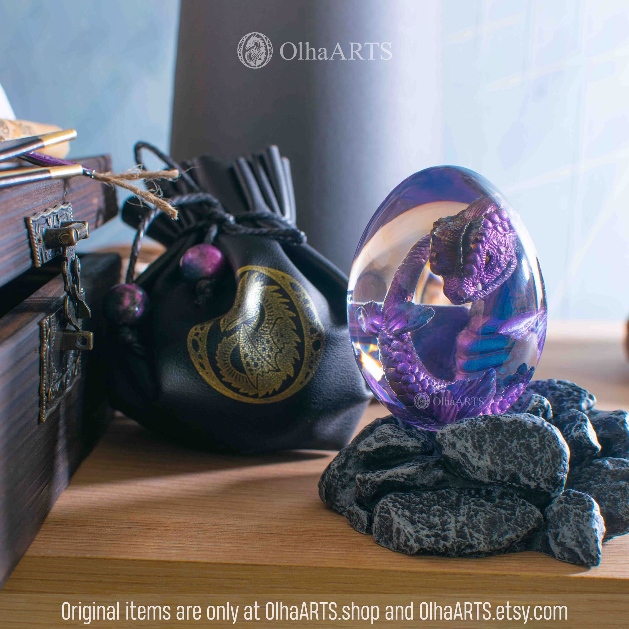 Water Dragon Egg, VIP Gift Set With Purple Baby Dragon in a Transparent ...