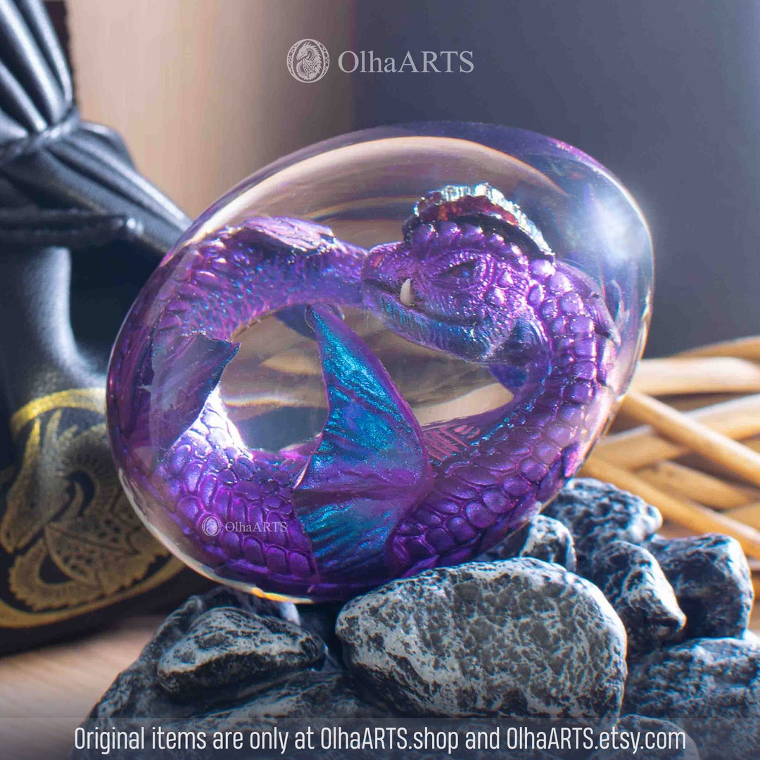 Water Dragon Egg, VIP Gift Set With Purple Baby Dragon in a Transparent ...