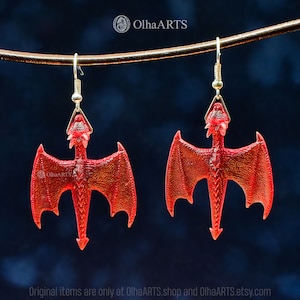 Red Dragons - Epoxy Resin Earrings. Could be made in any color.