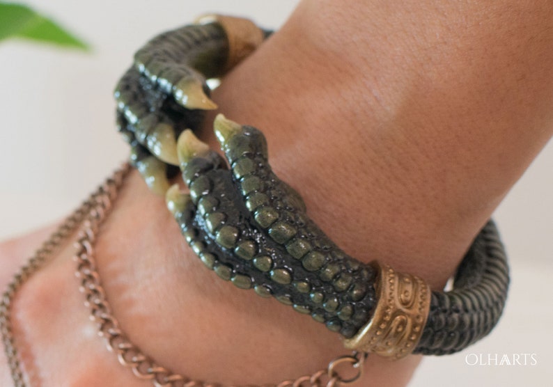 Dragon Cuff Bracelet Polymer Clay Fantasy Jewelry Dinosaur Etsy