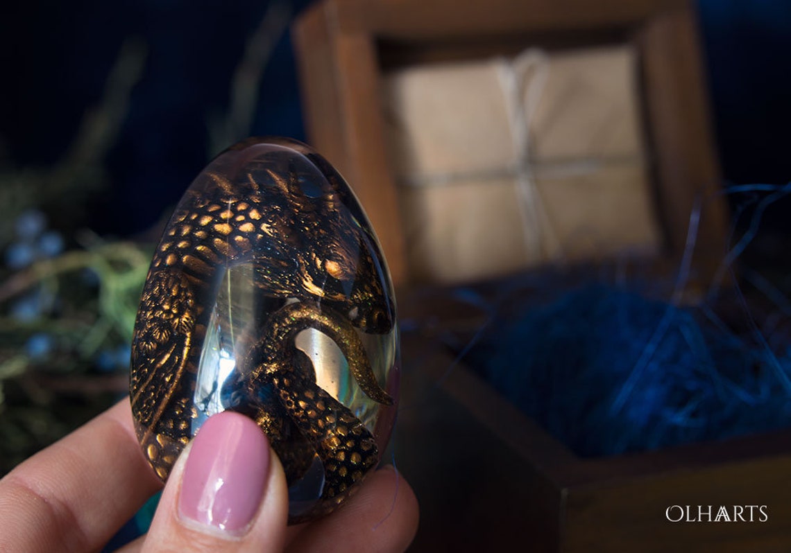 Dragon's Egg Baby Dragon Transparent Egg Bronze Dragon Etsy