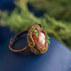 Nest Ring, Bird Eggs, Jewelry of Polymer Clay, Sign of Love, Spring Ring, Nature Jewellery, Gift for Beloved, MADE TO ORDER