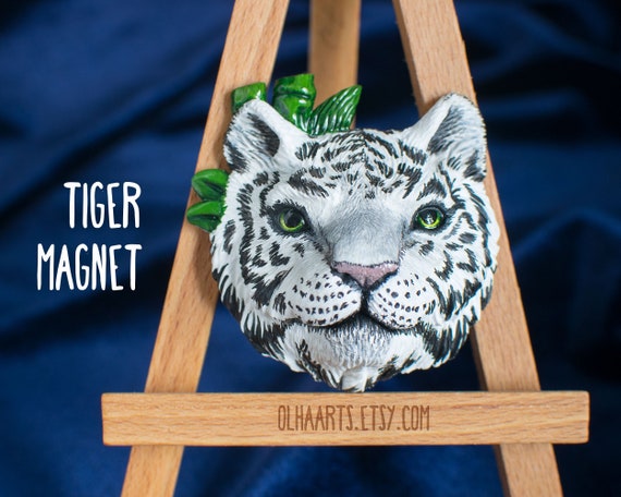 White Tiger With Green Eyes In Bamboo Forest Handmade Magnet Etsy White Tiger With Green Eyes In Bamboo Forest Handmade Magnet Etsy