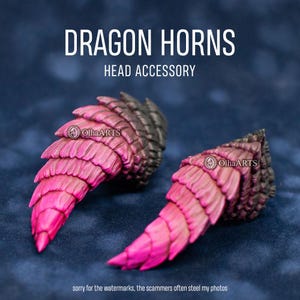 Pink and Black Dragon Horns — Head Accessory for Fantasy Lovers, Cosplay, and Halloween Outfits