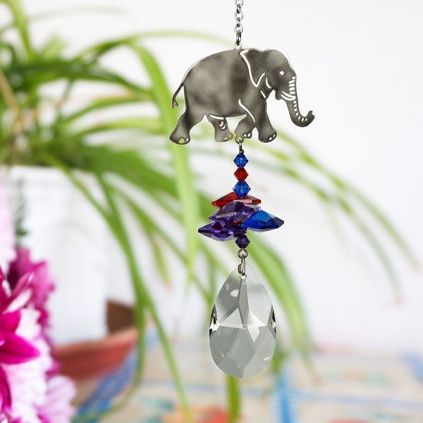 Crystal Elephant Suncatcher by Woodstock | Rainbow Maker | Crystal Ornaments | Light Catcher | Gifts for Her