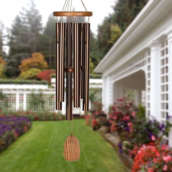 24" Amazing Grace Personalized Wind Chimes | Wooden Outdoor Wind Chimes | Musically Tuned Patio Chimes | Housewarming Gifts
