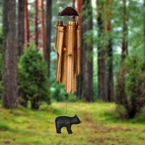 23" Half Coconut Bear Bamboo Wind Chime by Woodstock | Outdoor Chimes | Housewarming Gifts | Patio Chimes | Yard Decorations