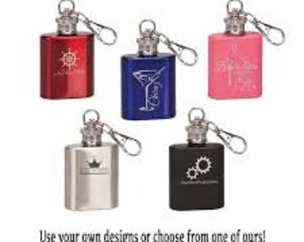 Small Custom Engraved Flask Keychain