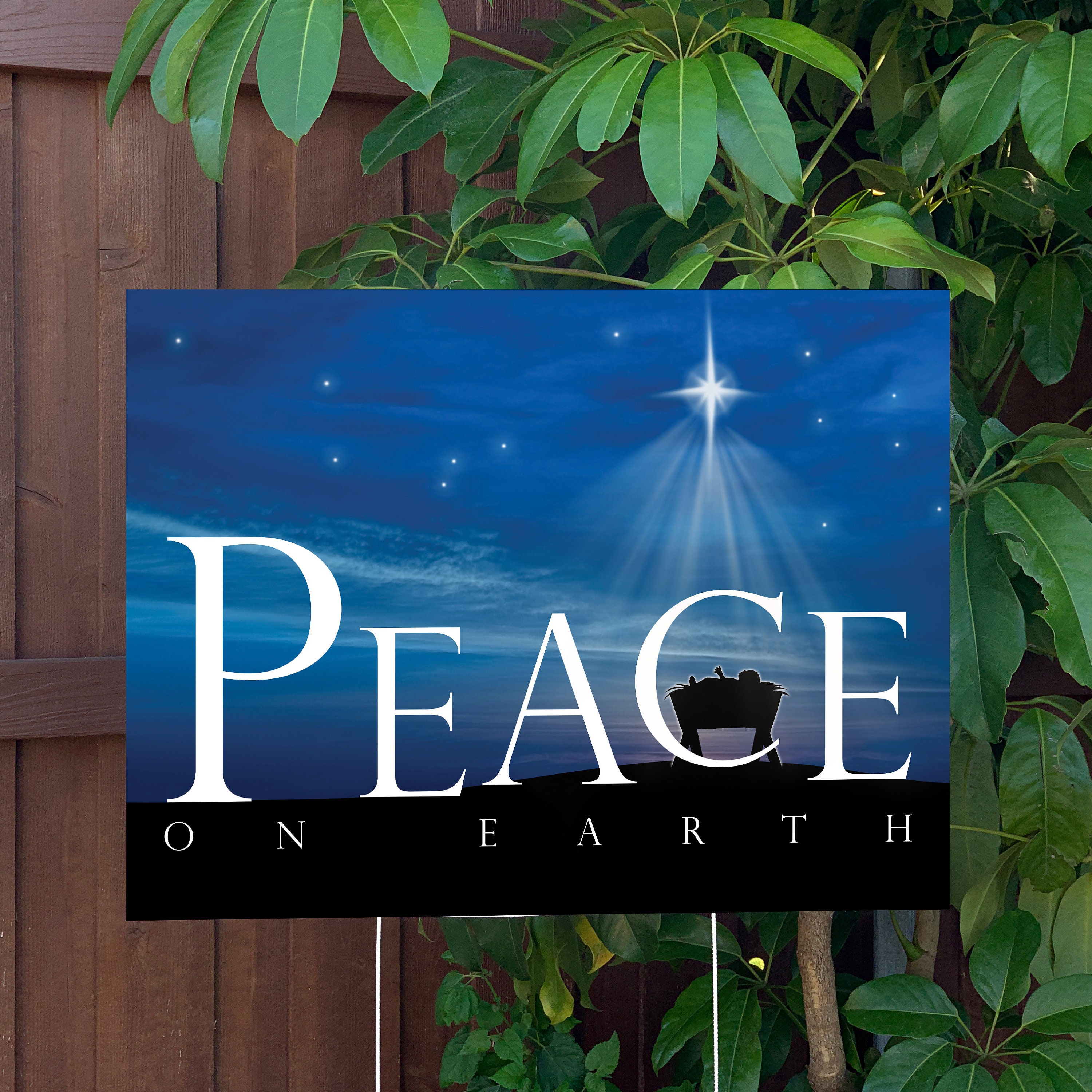 Peace On Earth with Christmas Star Christmas Yard Sign With | Etsy