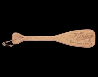 18"x4" Custom Engraved Boat Paddle with Leather String | Boat Award | Fishing & Outdoor Signs | Personalized Real Wood Oar Paddle Award