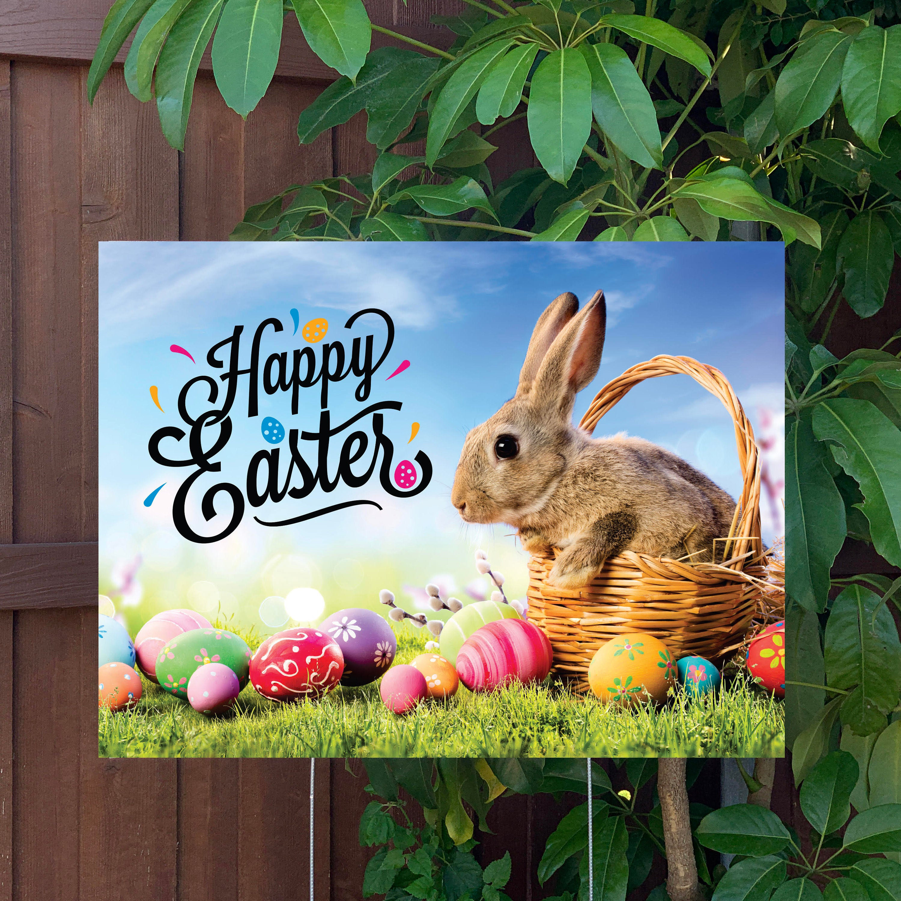 24 x 18 Happy Easter Yard Sign with Metal Stake | Etsy